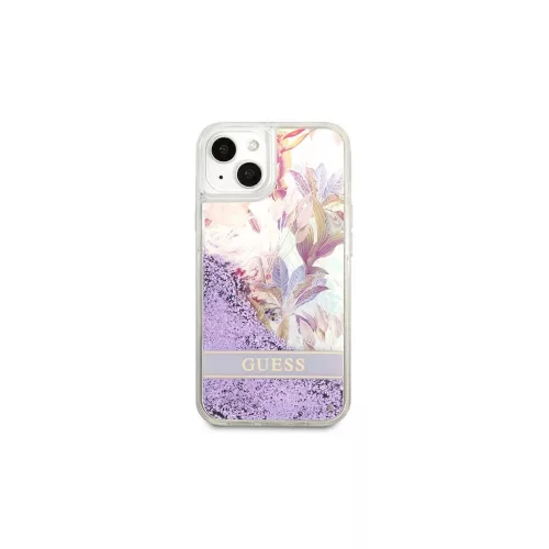 Guess GUHCP13SLFLSU iPhone 13 mini készülékhez tok Flower Liquid Glitter lila