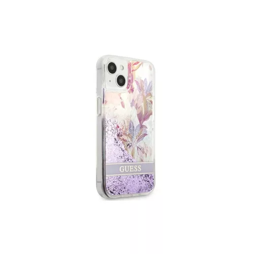 Guess GUHCP13SLFLSU iPhone 13 mini készülékhez tok Flower Liquid Glitter lila