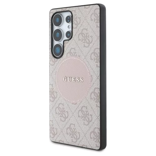 Guess 4G Round Patch Classic Logo MagSafe tok Samsung Galaxy S25 Ultra készülékhez rózsaszín