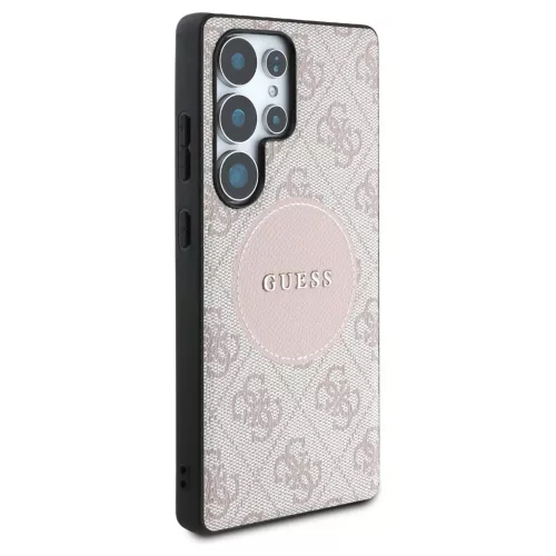 Guess 4G Round Patch Classic Logo MagSafe tok Samsung Galaxy S25 Ultra készülékhez rózsaszín