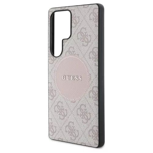 Guess 4G Round Patch Classic Logo MagSafe tok Samsung Galaxy S25 Ultra készülékhez rózsaszín