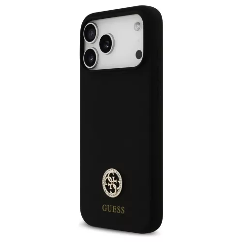 Guess szilikon Logo Strass 4G MagSafe tok iPhone 17 Pro Max készülékhez fekete