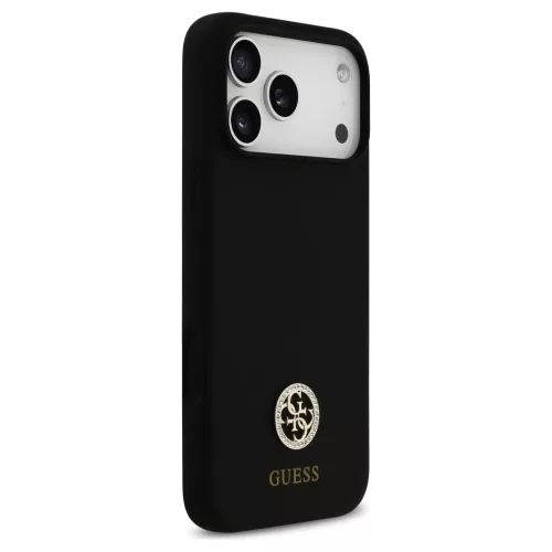 Guess szilikon Logo Strass 4G MagSafe tok iPhone 17 Pro Max készülékhez fekete