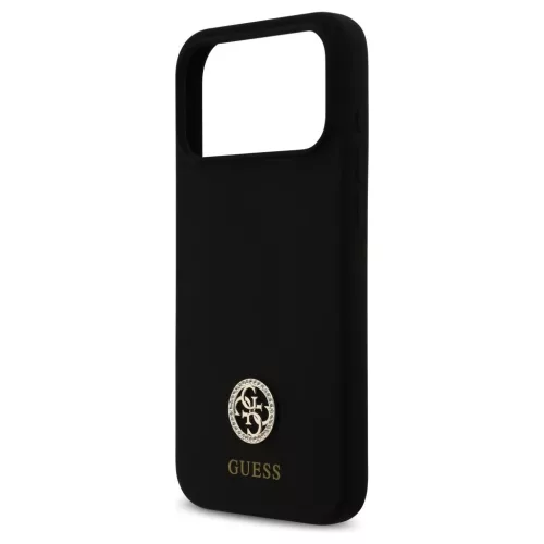 Guess szilikon Logo Strass 4G MagSafe tok iPhone 17 Pro Max készülékhez fekete