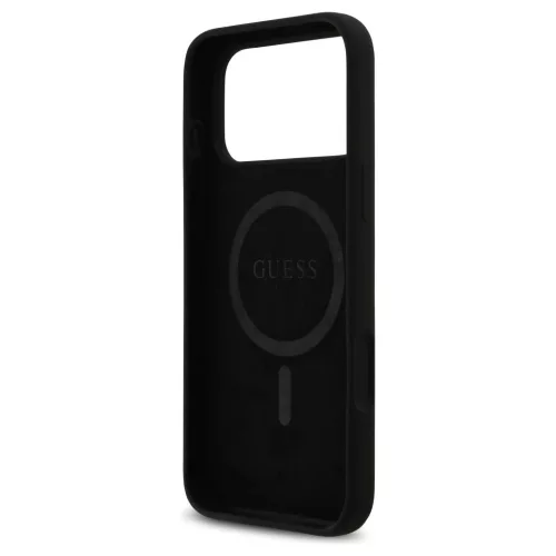 Guess szilikon Logo Strass 4G MagSafe tok iPhone 17 Pro Max készülékhez fekete