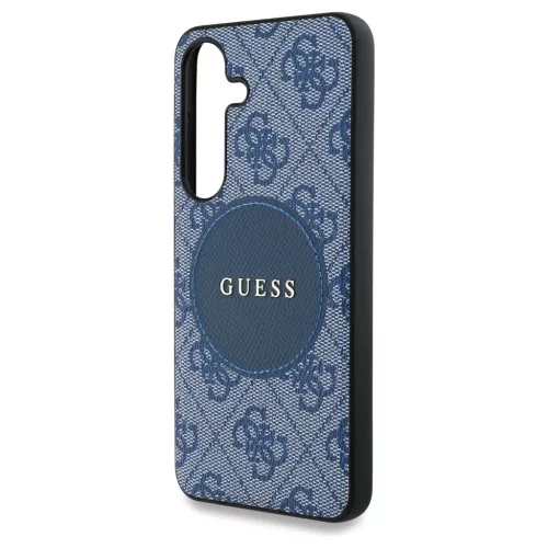 Guess 4G Round Patch Classic Logo MagSafe tok Samsung Galaxy S25 Plus készülékhez kék