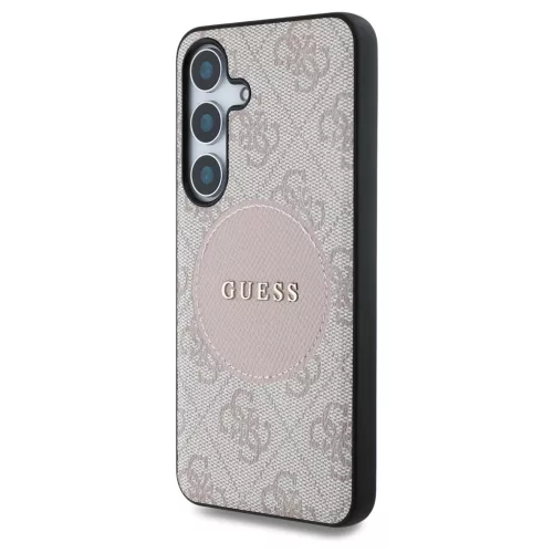 Guess 4G Round Patch Classic Logo MagSafe tok Samsung Galaxy S25 Plus készülékhez rózsaszín