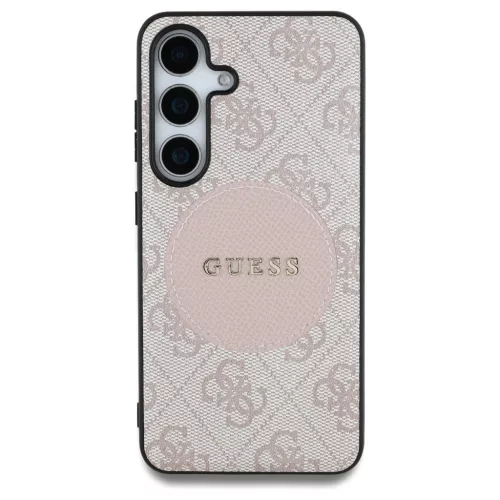 Guess 4G Round Patch Classic Logo MagSafe tok Samsung Galaxy S25 Plus készülékhez rózsaszín