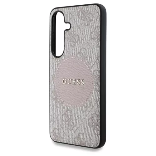 Guess 4G Round Patch Classic Logo MagSafe tok Samsung Galaxy S25 Plus készülékhez rózsaszín
