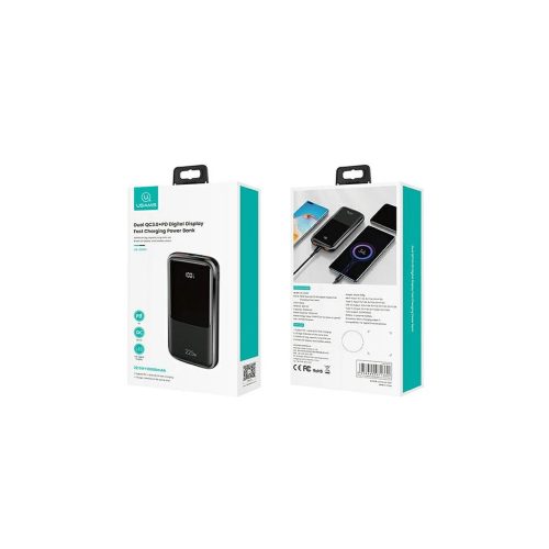 USAMS Powerbank PB58 10000mAh 22.5W QC3.0 + PD Fast Charge fekete 10KCD16101 (US-CD161)