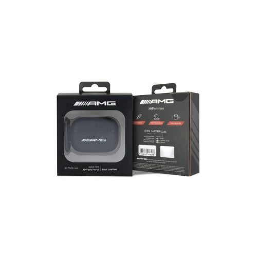 AMG AMAP2SLWK AirPods Pro 2 (2022/2023) tok AirPods Pro 2 készülékhez Leather with White Logo fekete