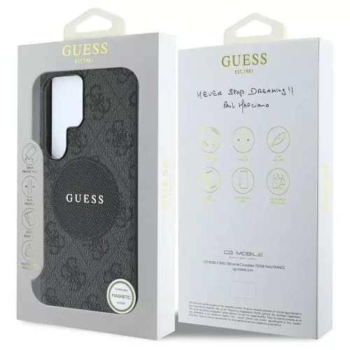 Guess 4G Round Patch Classic Logo MagSafe tok Samsung Galaxy S25 Ultra készülékhez fekete