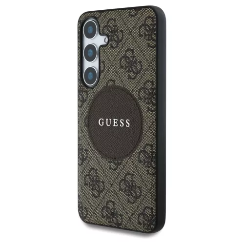 Guess 4G Round Patch Classic Logo MagSafe tok Samsung Galaxy S25+ készülékhez barna
