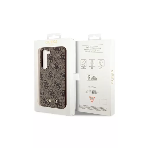 Guess GUHCS23SG4GFBR kemény tok 4G Metal Gold Logo Samsung Galaxy S23 S911 készülékhez barna