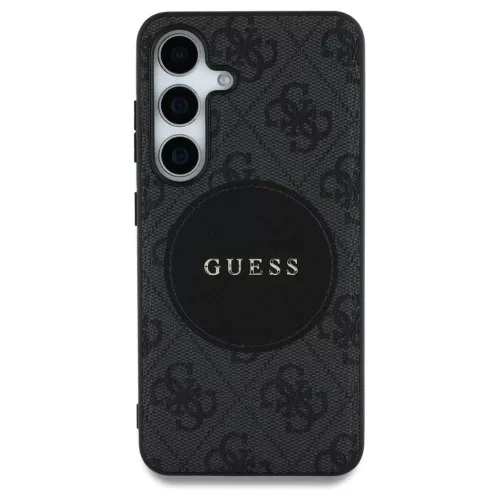 Case Guess 4G Round Patch Classic Logo MagSafe tok Samsung Galaxy S25 Plus készülékhez fekete