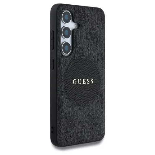 Case Guess 4G Round Patch Classic Logo MagSafe tok Samsung Galaxy S25 Plus készülékhez fekete
