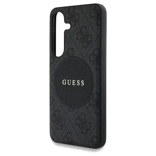 Case Guess 4G Round Patch Classic Logo MagSafe tok Samsung Galaxy S25 Plus készülékhez fekete