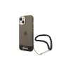 Guess GUHCP14MHGCOHK iPhone 14 Plus / 15 Plus 6.7" készülékhez kemény tok Translucent Pearl Strap fekete