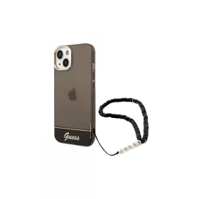   Guess GUHCP14MHGCOHK iPhone 14 Plus / 15 Plus 6.7" készülékhez kemény tok Translucent Pearl Strap fekete