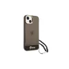 Guess GUHCP14MHGCOHK iPhone 14 Plus / 15 Plus 6.7" készülékhez kemény tok Translucent Pearl Strap fekete