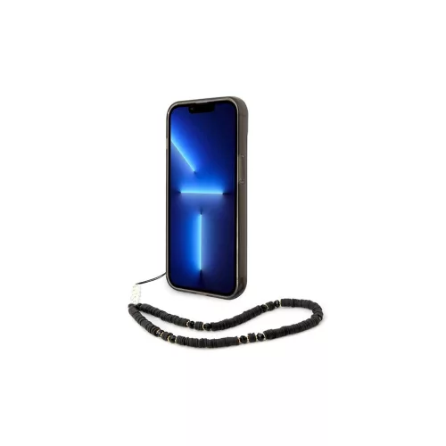 Guess GUHCP14MHGCOHK iPhone 14 Plus / 15 Plus 6.7" készülékhez kemény tok Translucent Pearl Strap fekete
