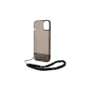 Guess GUHCP14MHGCOHK iPhone 14 Plus / 15 Plus 6.7" készülékhez kemény tok Translucent Pearl Strap fekete