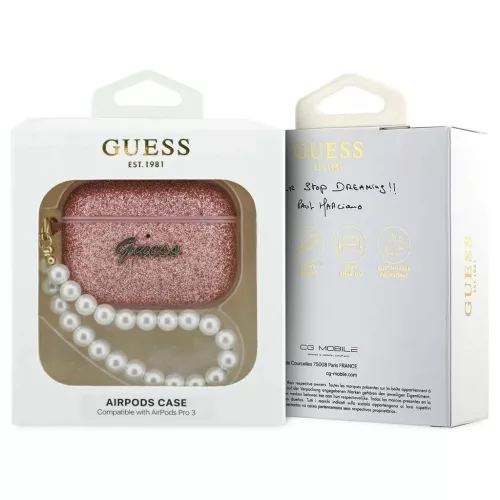 A fordítás: Case Guess Glitter Pearl szíj az AirPods Pro 3 készülékhez rózsaszín
