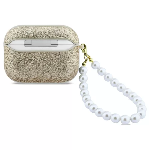 Case Guess Glitter Pearl pánt AirPods Pro 3 készülékhez arany