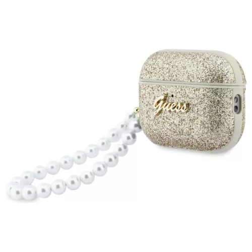 Case Guess Glitter Pearl pánt AirPods Pro 3 készülékhez arany