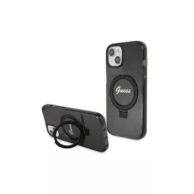   Guess GUHMP15MHRSGSK iPhone 15 Plus/14 Plus (6.7") készülékhez kemény tok Ring Stand Script Glitter Ma fekete