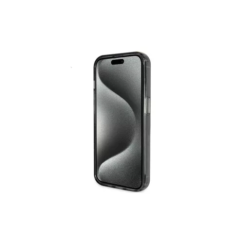 Guess GUHMP15MHRSGSK iPhone 15 Plus/14 Plus (6.7") készülékhez kemény tok Ring Stand Script Glitter Ma fekete