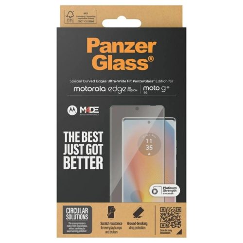 Edzett üveg kijelzővédő PanzerGlass Ultra-Wide Fit Motorola Edge 50 Fusion / Moto G85 készülékhez