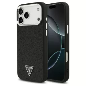   Guess Glitter Triangle Logo MagSafe tok iPhone 17 Pro Max készülékhez fekete