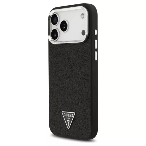 Guess Glitter Triangle Logo MagSafe tok iPhone 17 Pro Max készülékhez fekete