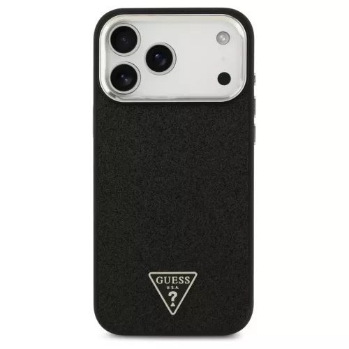 Guess Glitter Triangle Logo MagSafe tok iPhone 17 Pro Max készülékhez fekete