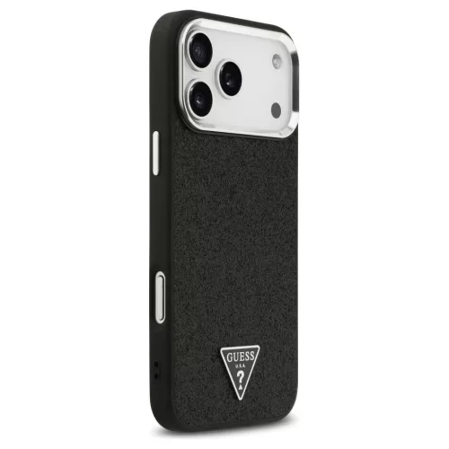 Guess Glitter Triangle Logo MagSafe tok iPhone 17 Pro Max készülékhez fekete