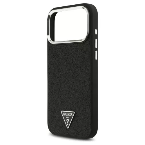 Guess Glitter Triangle Logo MagSafe tok iPhone 17 Pro Max készülékhez fekete