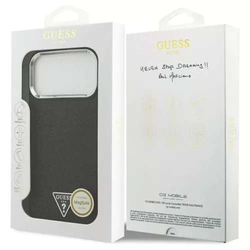 Guess Glitter Triangle Logo MagSafe tok iPhone 17 Pro Max készülékhez fekete