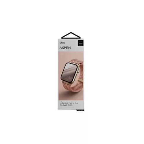 UNIQ Aspen Strap Apple Watch 40/38/41 mm Series 1/2/3/4/5/6/7/8/SE/SE2/SE3 készülékhez fonott grapefruit rózsaszín