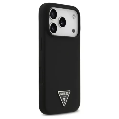 Guess Silicone Triangle Logo MagSafe tok iPhone 17 Pro készülékhez fekete