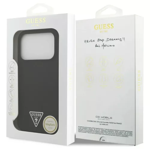 Guess Silicone Triangle Logo MagSafe tok iPhone 17 Pro készülékhez fekete
