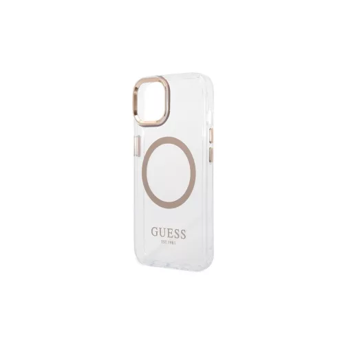 Guess GUHMP15MHTRMD iPhone 15 Plus / 14 Plus készülékhez 6,7 hüvelykes merev tok Metal Outline Magsafe arany