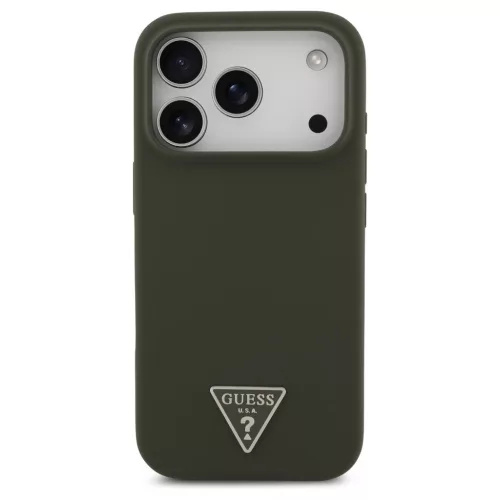 Tok Guess szilikon Triangle Logo MagSafe iPhone 17 Pro készülékhez khaki