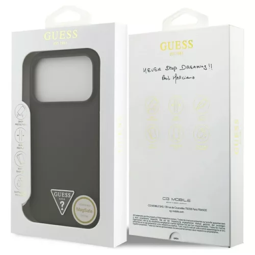 Tok Guess szilikon Triangle Logo MagSafe iPhone 17 Pro készülékhez khaki