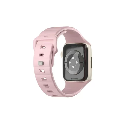 UNIQ Stride Apple Watch Series 1/2/3/4/5/6/7/8/9/SE/SE2/SE3 készülékhez 38/40/41mm FKM gumiszíj rózsaszín/világos