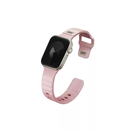 UNIQ Stride Apple Watch Series 1/2/3/4/5/6/7/8/9/SE/SE2/SE3 készülékhez 38/40/41mm FKM gumiszíj rózsaszín/világos