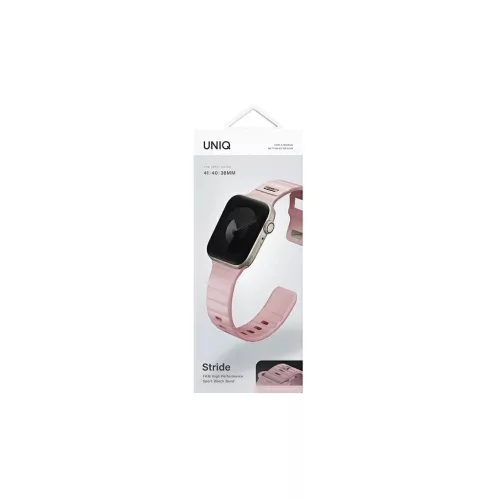 UNIQ Stride Apple Watch Series 1/2/3/4/5/6/7/8/9/SE/SE2/SE3 készülékhez 38/40/41mm FKM gumiszíj rózsaszín/világos