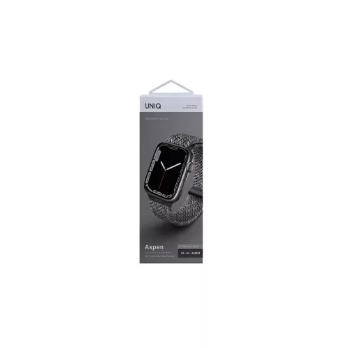 UNIQ Aspen Strap Apple Watch 44/42/45 mm Series 1/2/3/4/5/6/7/8/SE/SE2/SE3 készülékhez Braided DE kavicsszürke