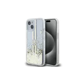   Guess GUHCP15MLFCSEGT iPhone 15 Plus / 14 Plus készülékhez 6.7"-os transzparens kemény tok Liquid Glitter arany csíkos