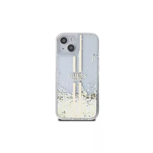 Guess GUHCP15MLFCSEGT iPhone 15 Plus / 14 Plus készülékhez 6.7"-os transzparens kemény tok Liquid Glitter arany csíkos